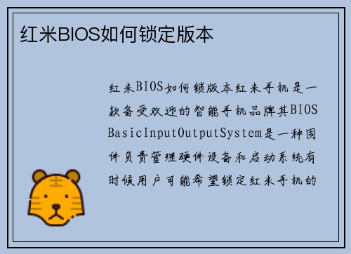 红米BIOS如何锁定版本
